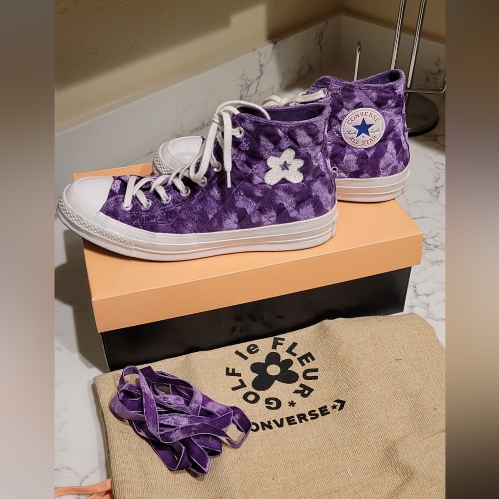 Golf Le Fleur x Converse Chuck Taylor: Purple Quilted Velvet Sneakers